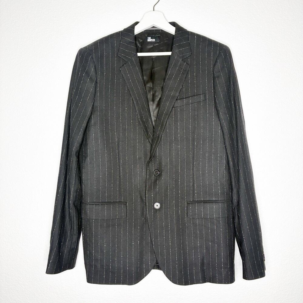 The Kooples Men's Wool Blend Black Pinstriped Blazer 48 NWT